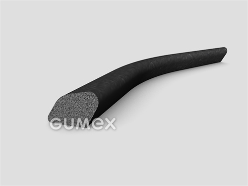Mikroporézny profil tvarový, 14,5x22mm, hustota 500kg/m3, EPDM, -30°C/+80°C, čierny